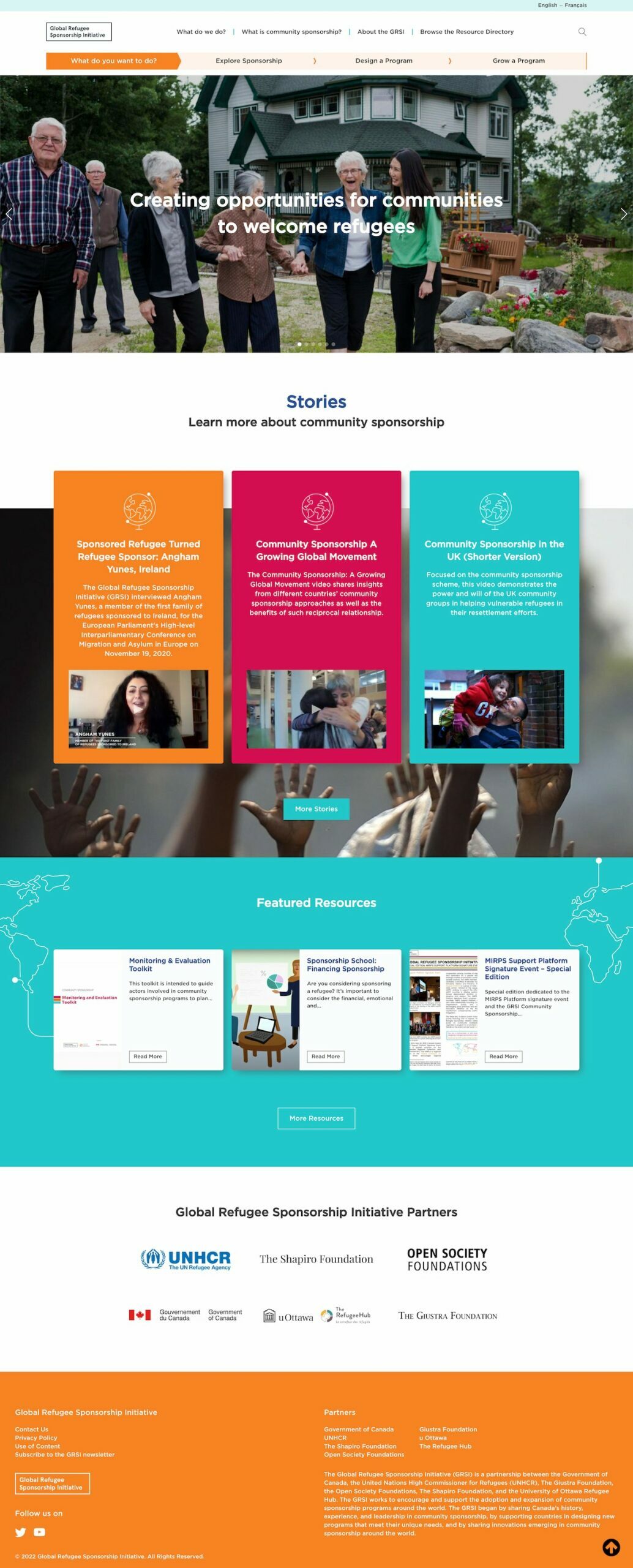 Screen capture of the Refugee Sponsorship website