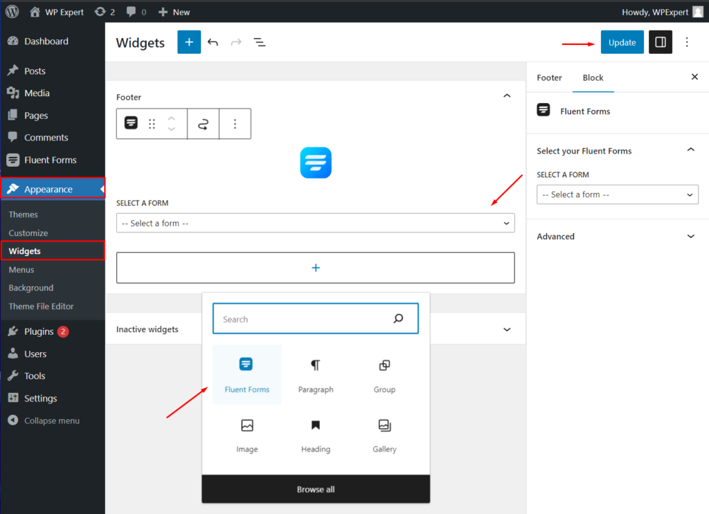 add forms to widget Add forms to widget