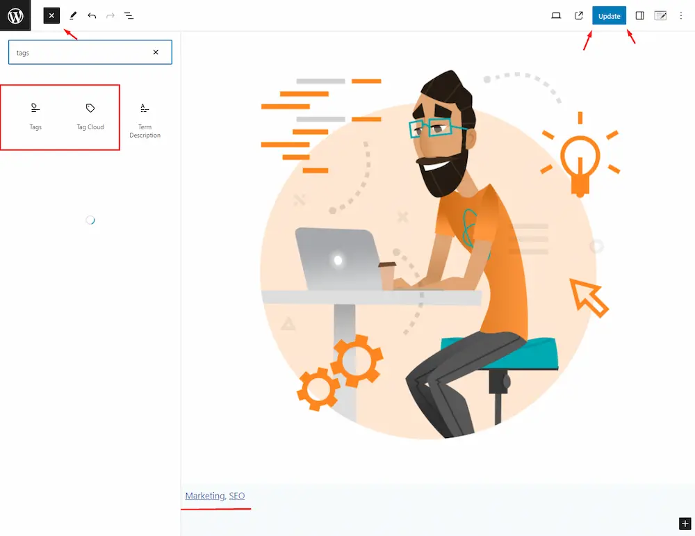 Adding tags block to posts