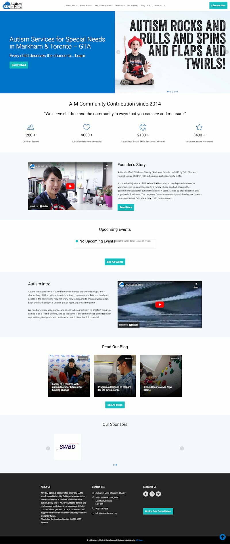 Screen capture of the autisminmind website