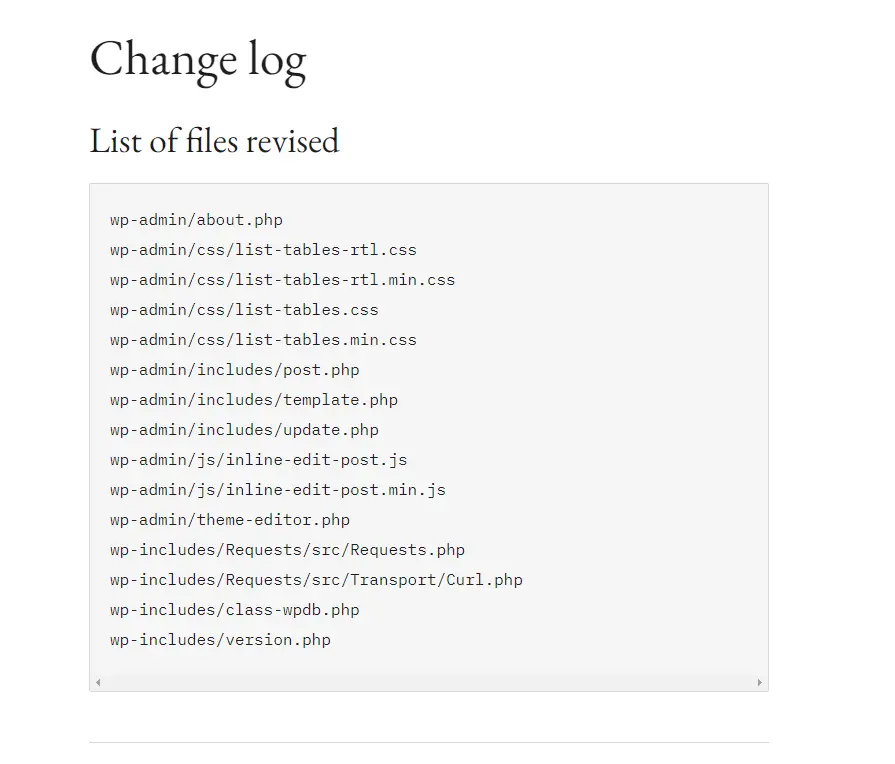 change logs Change logs