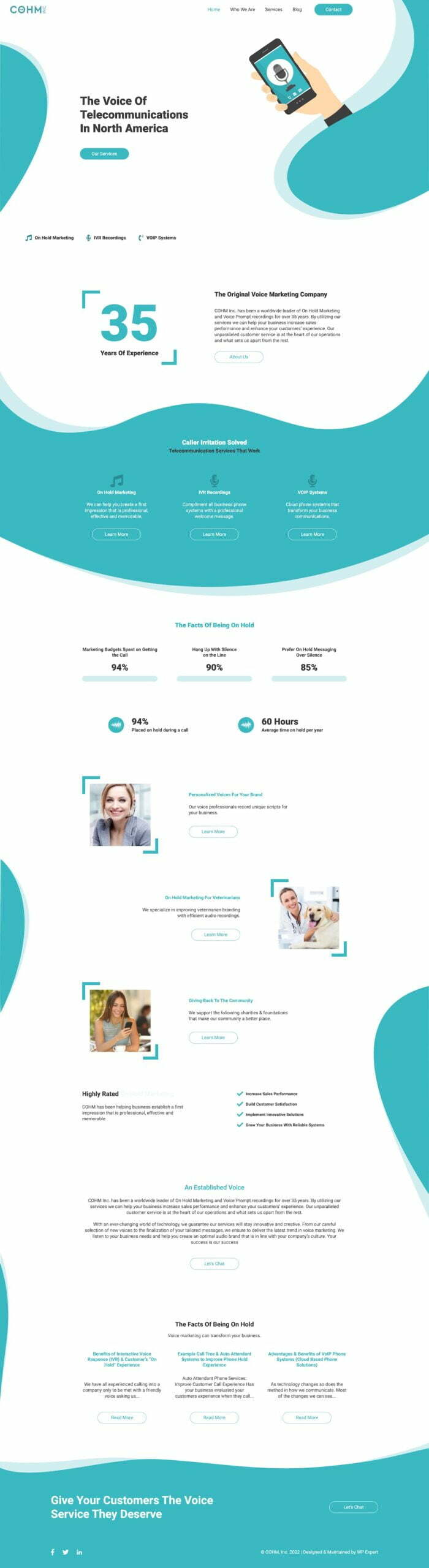 Screen capture of the COHM website