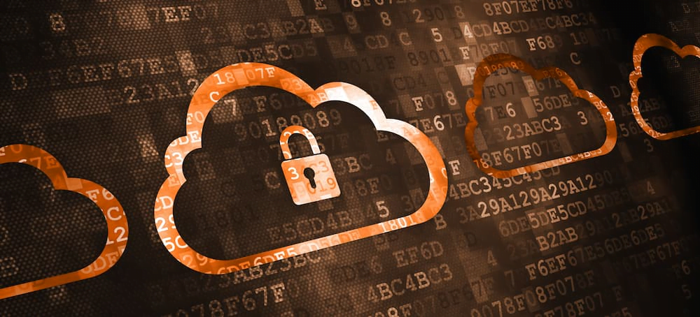Computer screen with cloud and lock