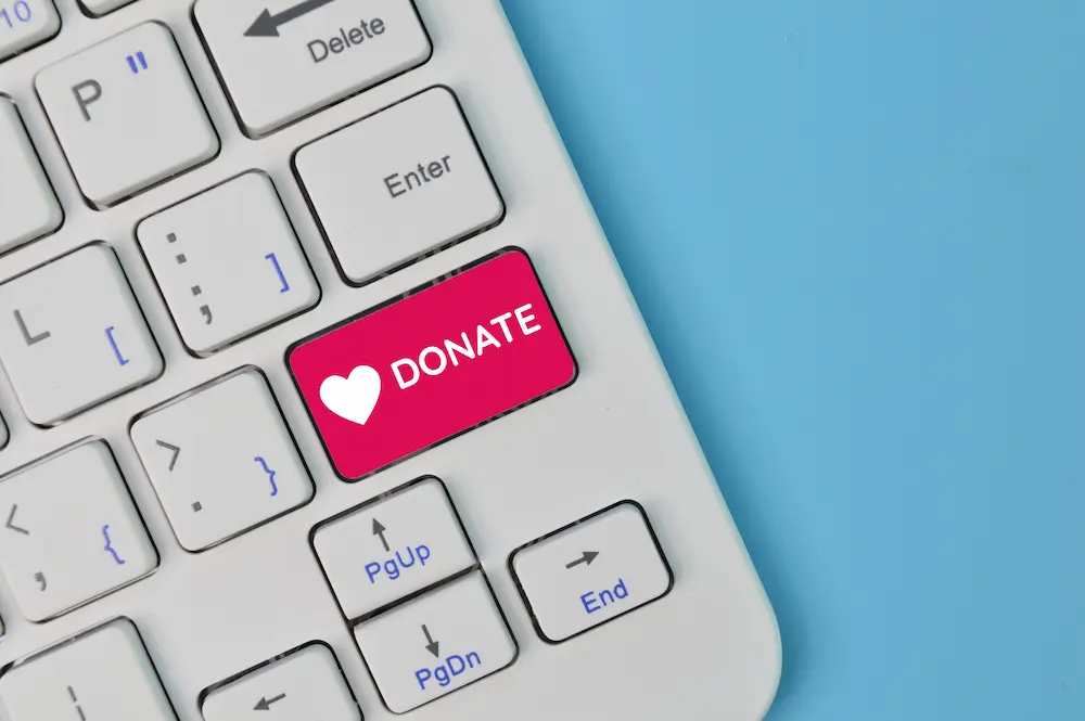 laptop keyboard with text donate isolated Laptop keyboard with text donate isolated