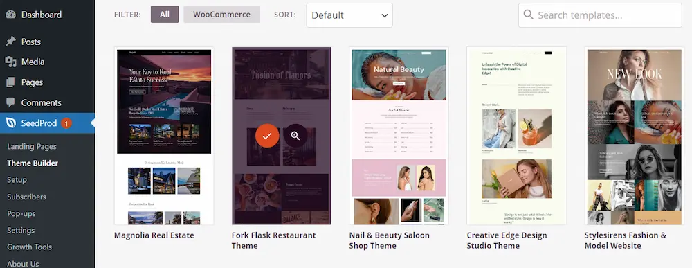 Select theme template