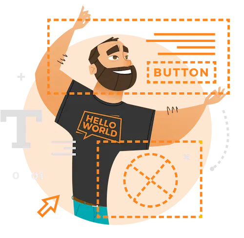 Web design portfolio man holding a wireframe