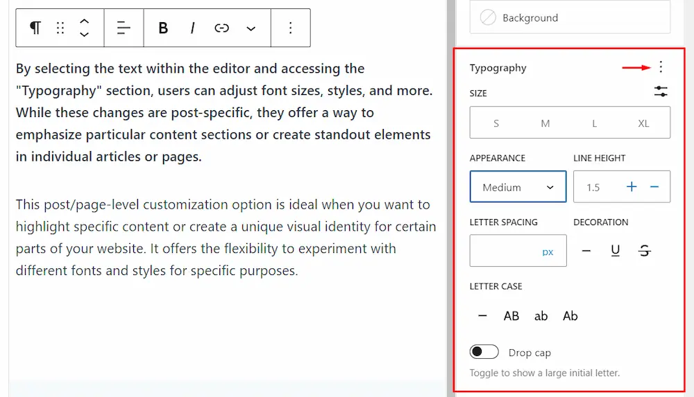Wordpress editor typography