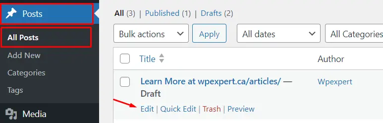 WordPress editor