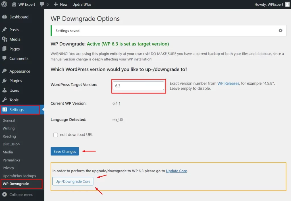 wp downgrade plugin menu Wp downgrade plugin menu